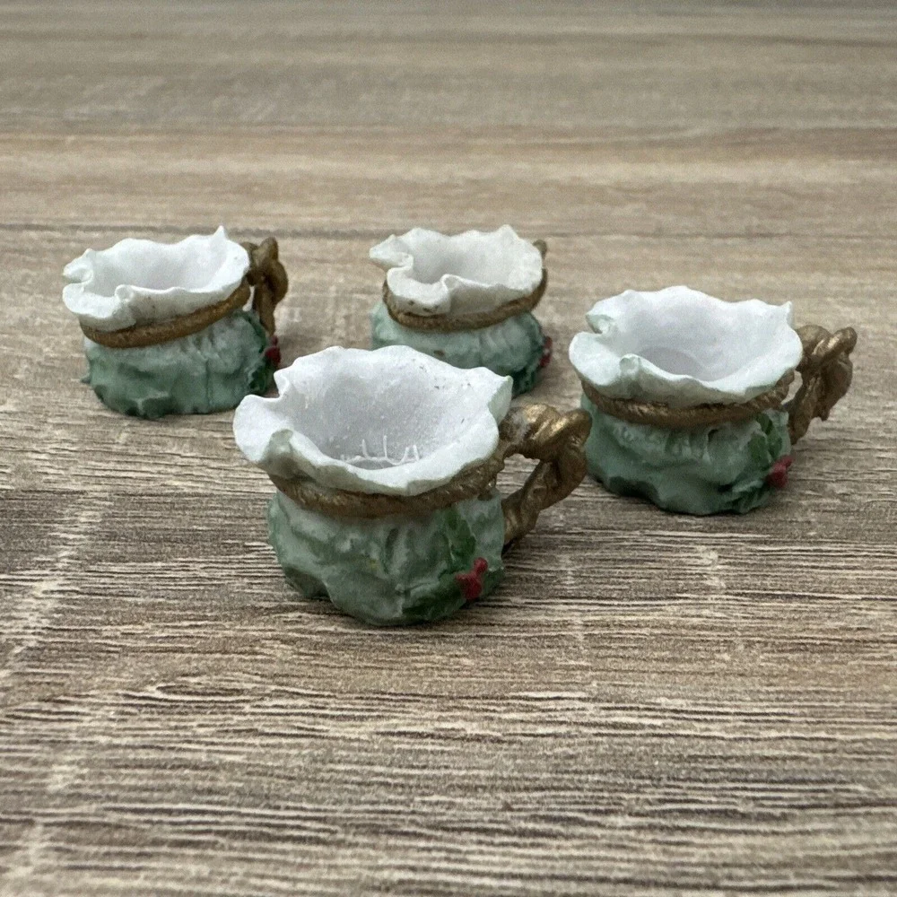 Vintage C&F Enterprises CHRISTMAS‎ TREE Miniature Tea Set 1995 Resin 7 Pieces